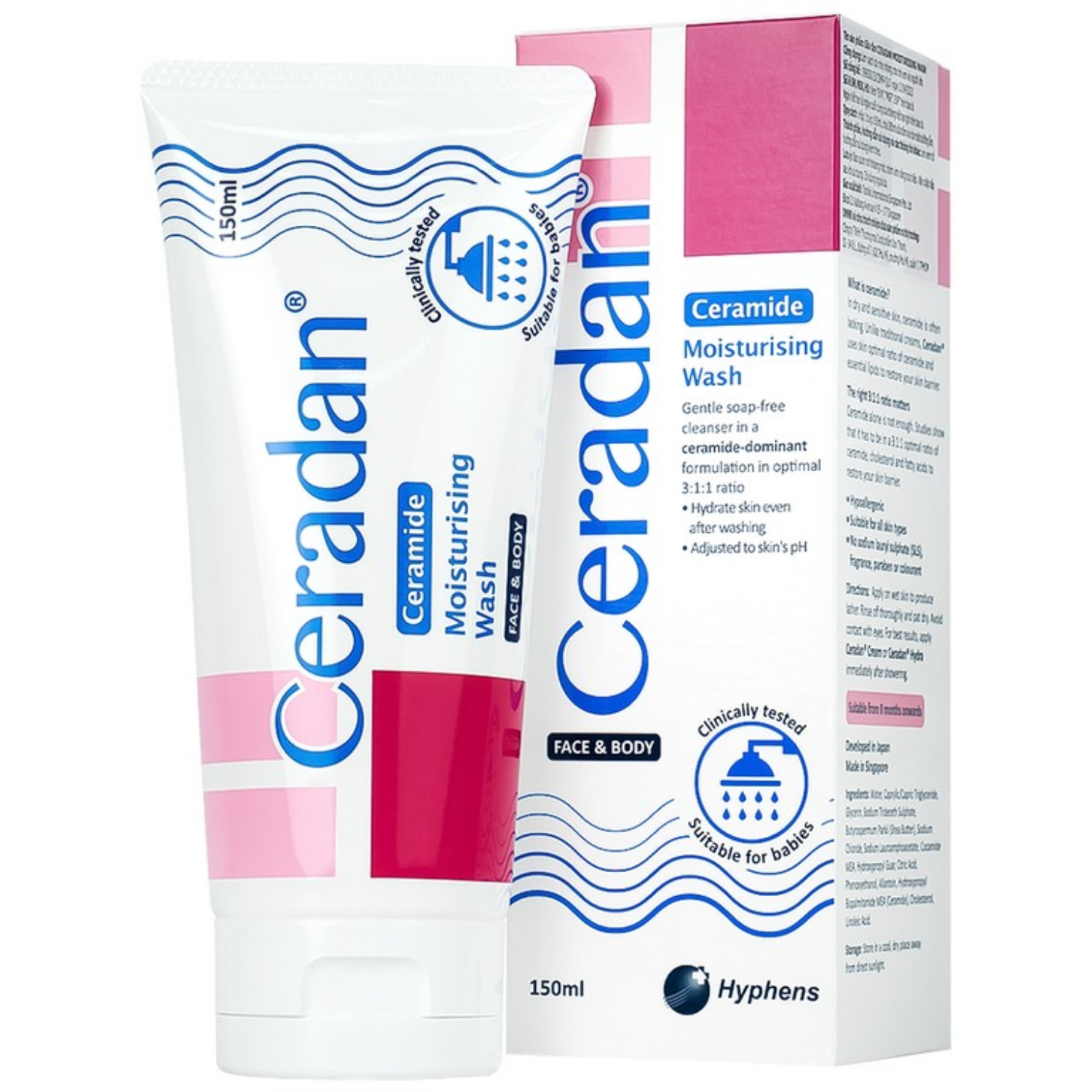 Sữa rửa mặt và toàn thân Ceradan Ceramide Moisturing Wash (150ml)