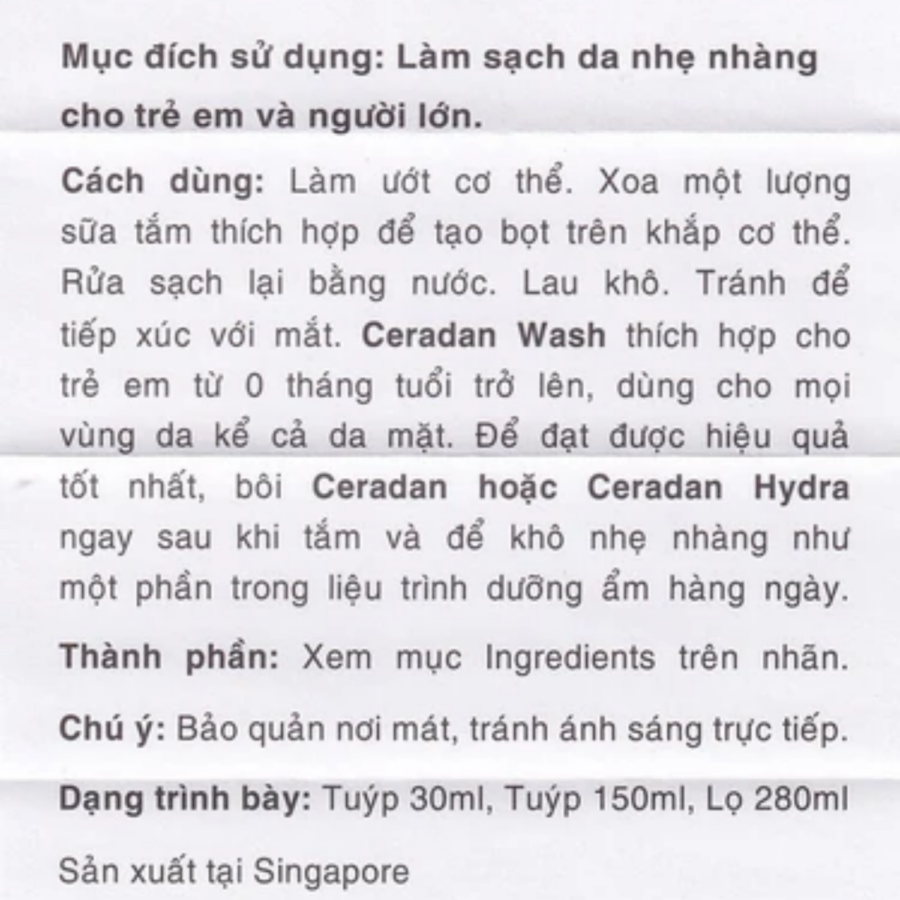 Sữa tắm Ceradan Moisturising Body Wash (280ml)